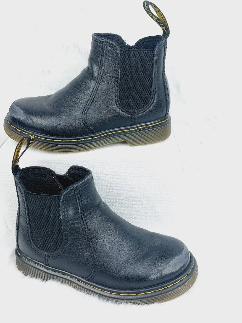 Dr. Martens Girl's Black 2976 Softy Leather Side Zip Classic Chelsea Boot Sz 10